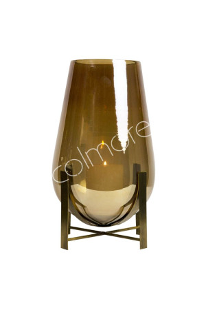 Votive en verre fumé sur support 20x13x35 cm