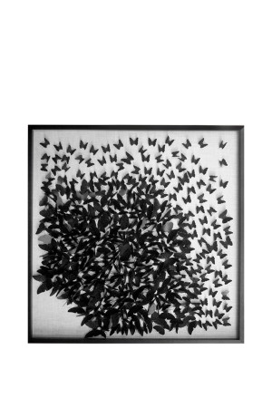 Décoration murale papillons noir et blanc 120x120x8 cm