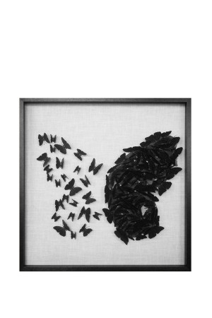 Décoration murale papillons noir et blanc 90x90x6 cm