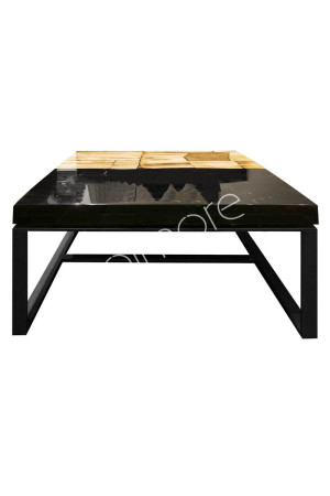 Table basse carrée en bois pétrifié 80x80x41 cm