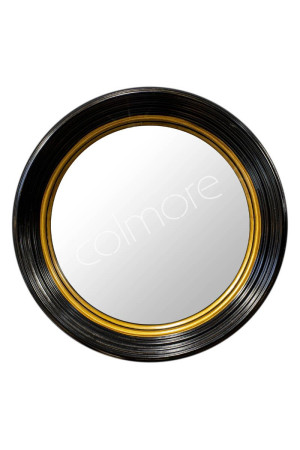 Miroir rond oeil de sorcière en polyuréthane noir et doré 37x37x8 cm