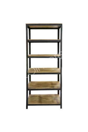 Etagère en bois de manguier et métal noir 80x36x220 cm