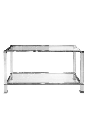Console verre acrylique et inox poli 120x40x75 cm