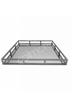 Plateau carré miroir inox 50x50 cm