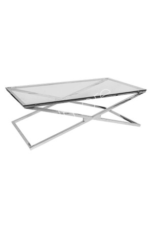 Table basse rect. en inox et verre 130x70x40 cm