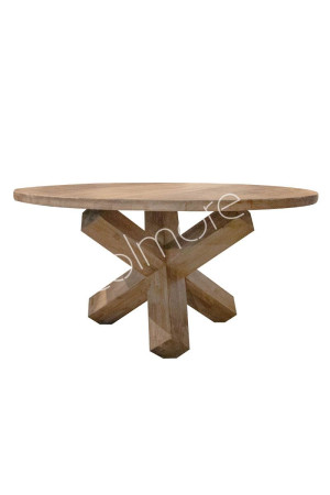 Table ronde en vieux pin naturel 152x152x77 cm