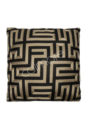 Coussin carré noir et beige labyrinthe 50x50 cm