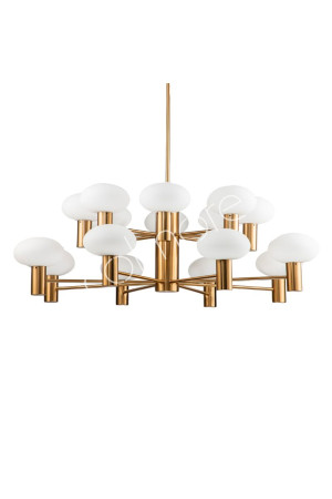 Lustre en acier doré et verre blanc 90x90x126 cm