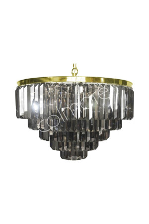 Lustre en métal doré et pampilles verre fumé 50x50x50 cm