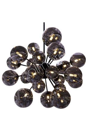 Lustre boules en acier noir et verre fumé 80x80x100/160 cm