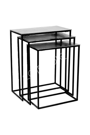 Bout de canapé SET/3 en aluminium argenté et noir 54x28x65 cm