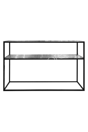 Console en aluminium argenté et pieds métal noir 120x25x80 cm