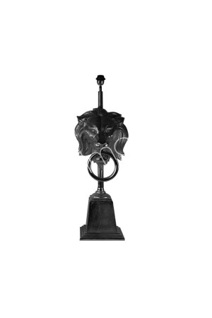 Pied de lampe lion en aluminium noir mat 12x12x49 cm