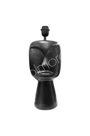 Pied de lampe visage en fonte d'aluminium noir mat 20x19x50 cm