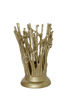 Pied de lampe branches en fonte d'aluminium bronze 24x24x30 cm