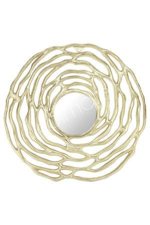 Miroir rond en fonte d'aluminium doré 76x76x2 cm