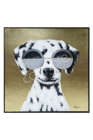 Peinture dalmatien sur toile doré 80x80 cm