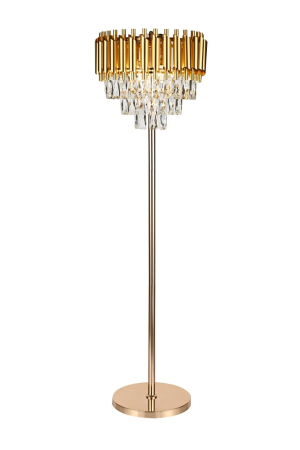 Lampadaire en métal doré avec pampilles verre clair 36x36x130 cm