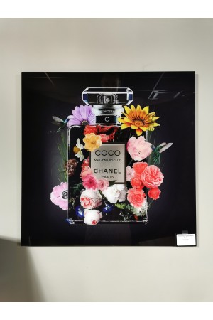 Plexiglas parfum CHANEL avec fleurs 60x60 cm