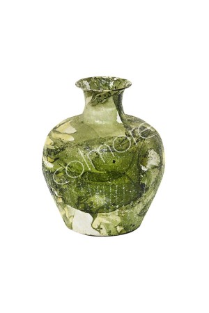 Vase mosaïc verte acier 33x33x41