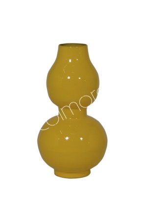 Vase arrondi en métal jaune 21x21x35