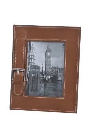 Cadre photo en cuir marron 21x26 cm