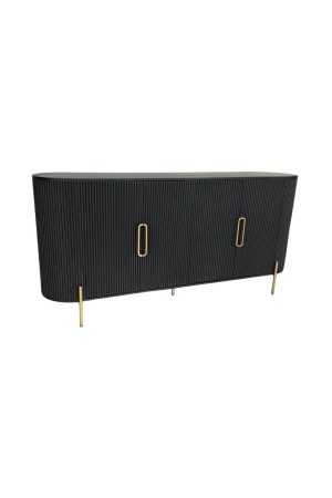 Bahut en bois noir et métal doré 180x40x85 cm