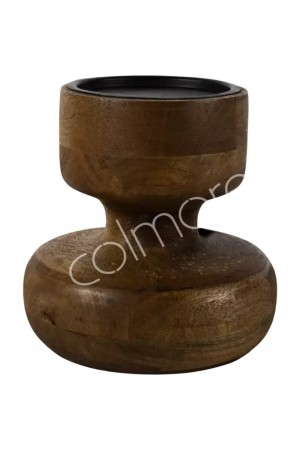 Bougeoir en bois de manguier marron 20x20x20 cm