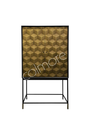 Armoire bois manguier noir et doré 90x160x42 cm