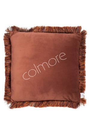 Coussin carré terracota avec franges 50x50 cm