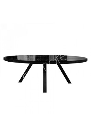 Table ovale noir eucalyptus recyclé 200x76x120 cm